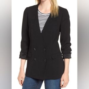GORGEOUS J. Crew French Girl Classic Black Collarless Blazer, Size 0